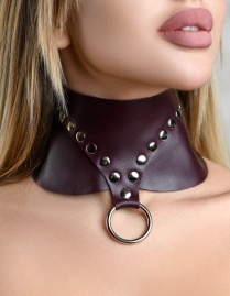 Бордовый ошейник БДСМ Maroon