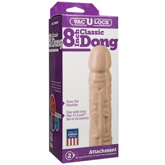 Фаллос-насадка Vac-U-Lock 8&quot; Classic Dong, Doc Johnson